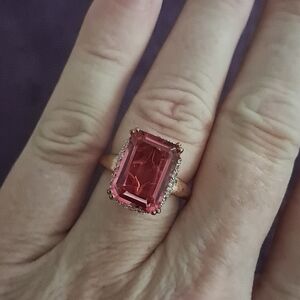 Radiant Orchid Quartz & White Zircon Accented Ring